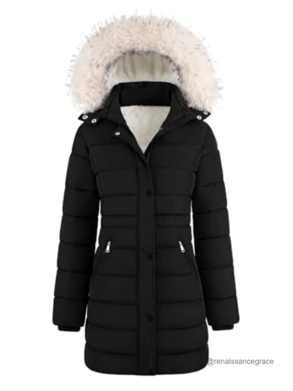 Women's Thicken Fleece Lined Puffer Coat Long Snow Jacket